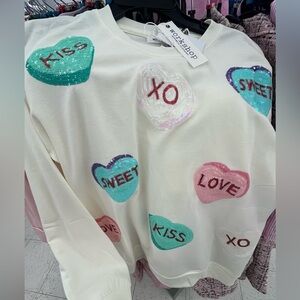 Sequin conversation heart sweatshirt